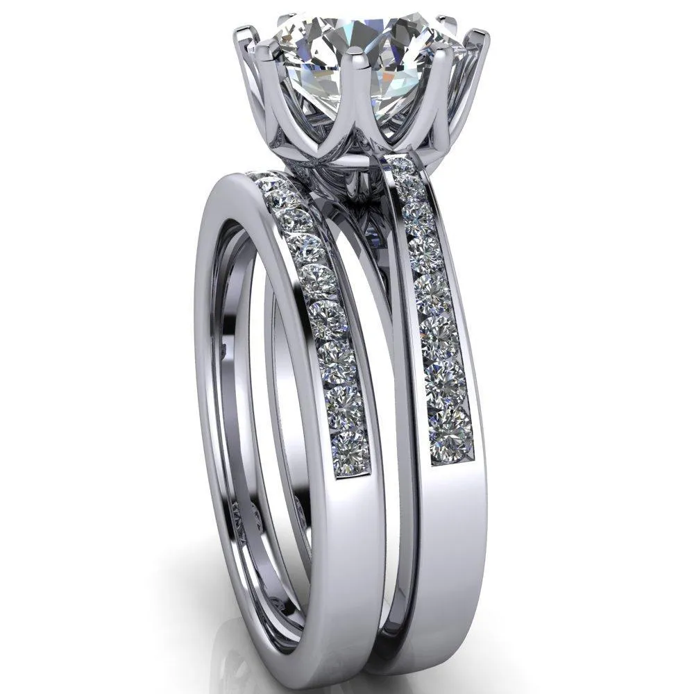 Tiana Round Center Stone 6-Prong Crown Design Setting Ring