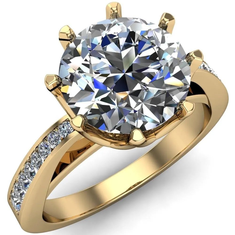 Tiana Round Center Stone 6-Prong Crown Design Setting Ring