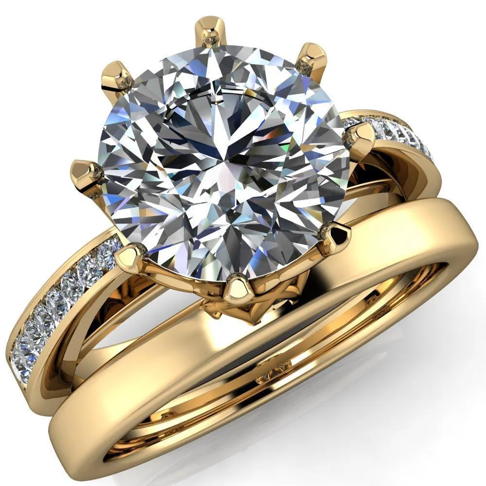 Tiana Round Center Stone 6-Prong Crown Design Setting Ring