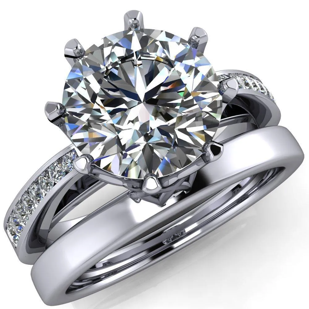 Tiana Round Center Stone 6-Prong Crown Design Setting Ring