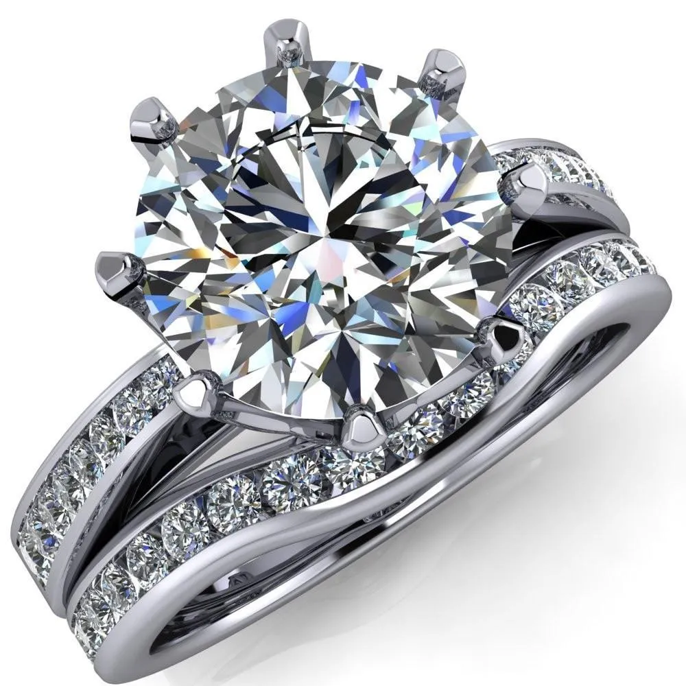 Tiana Round Center Stone 6-Prong Crown Design Setting Ring