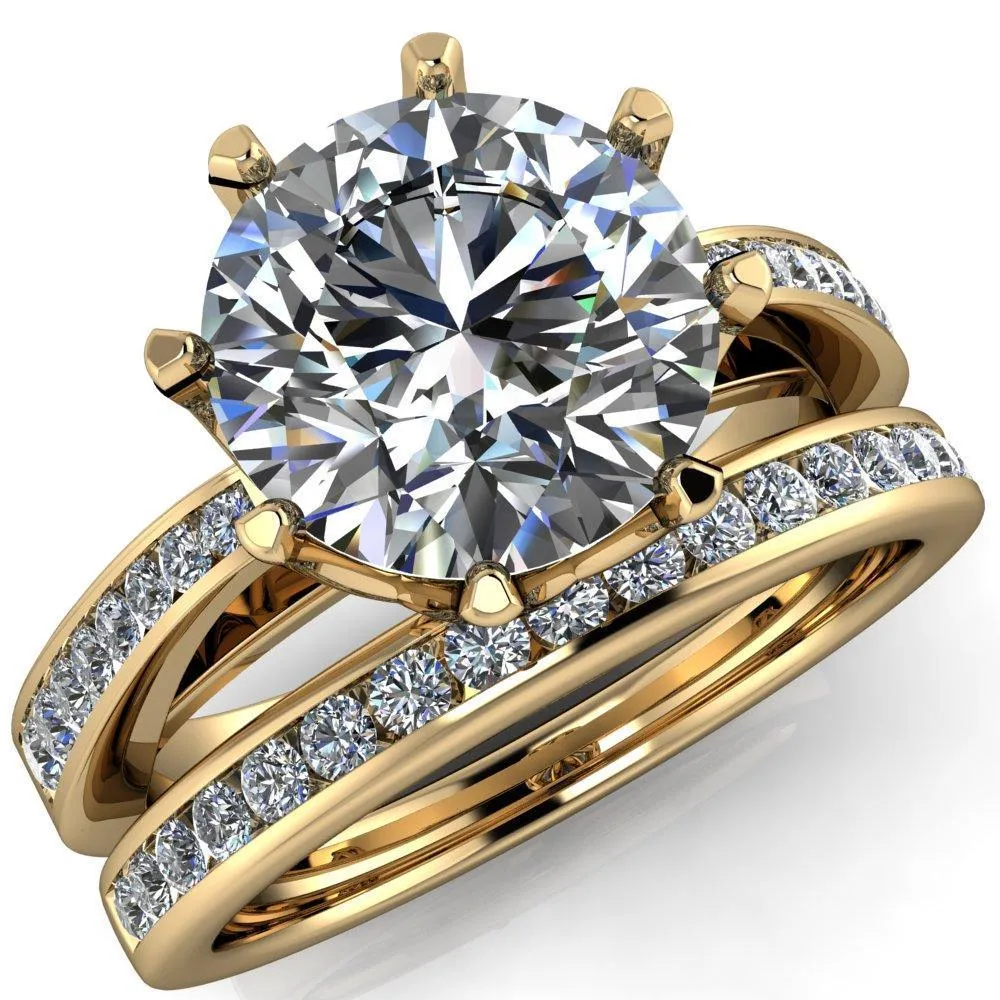 Tiana Round Center Stone 6-Prong Crown Design Setting Ring