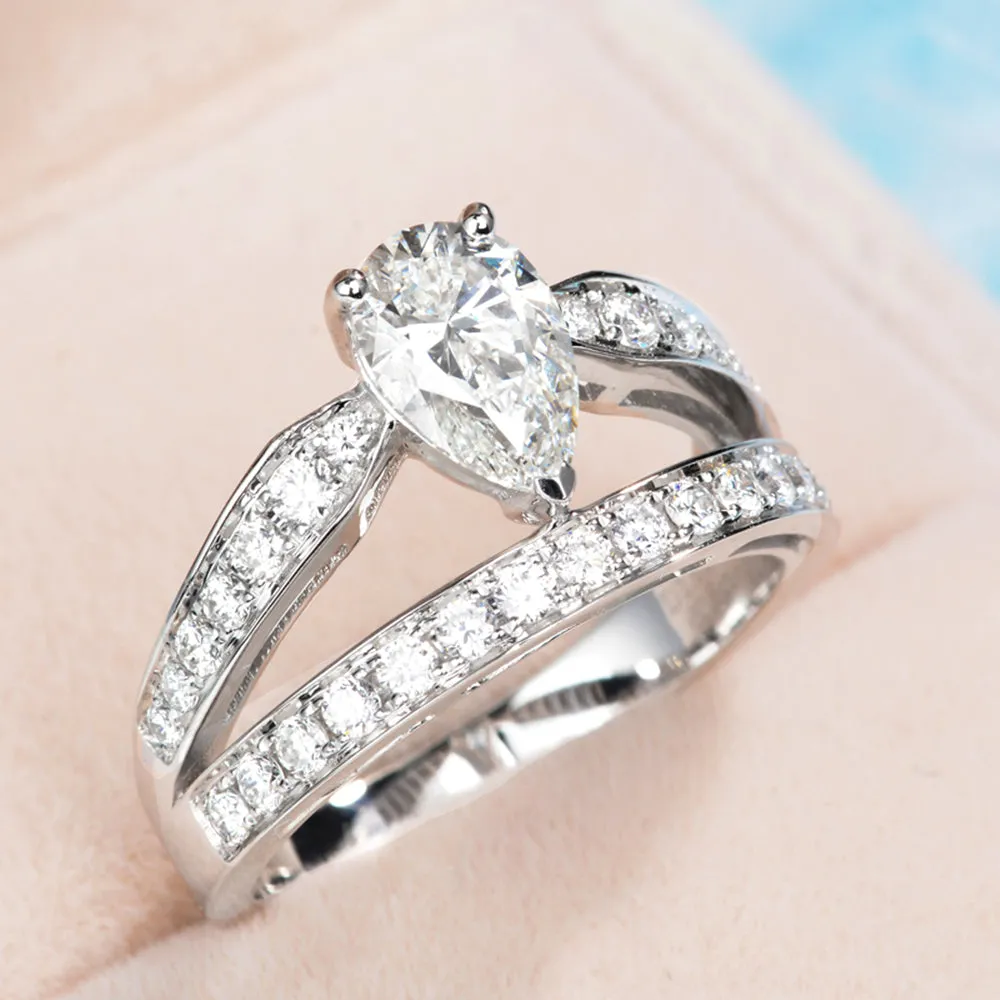 Tiara Shape Split Shank Lab-Grown Diamond Engagement Ring