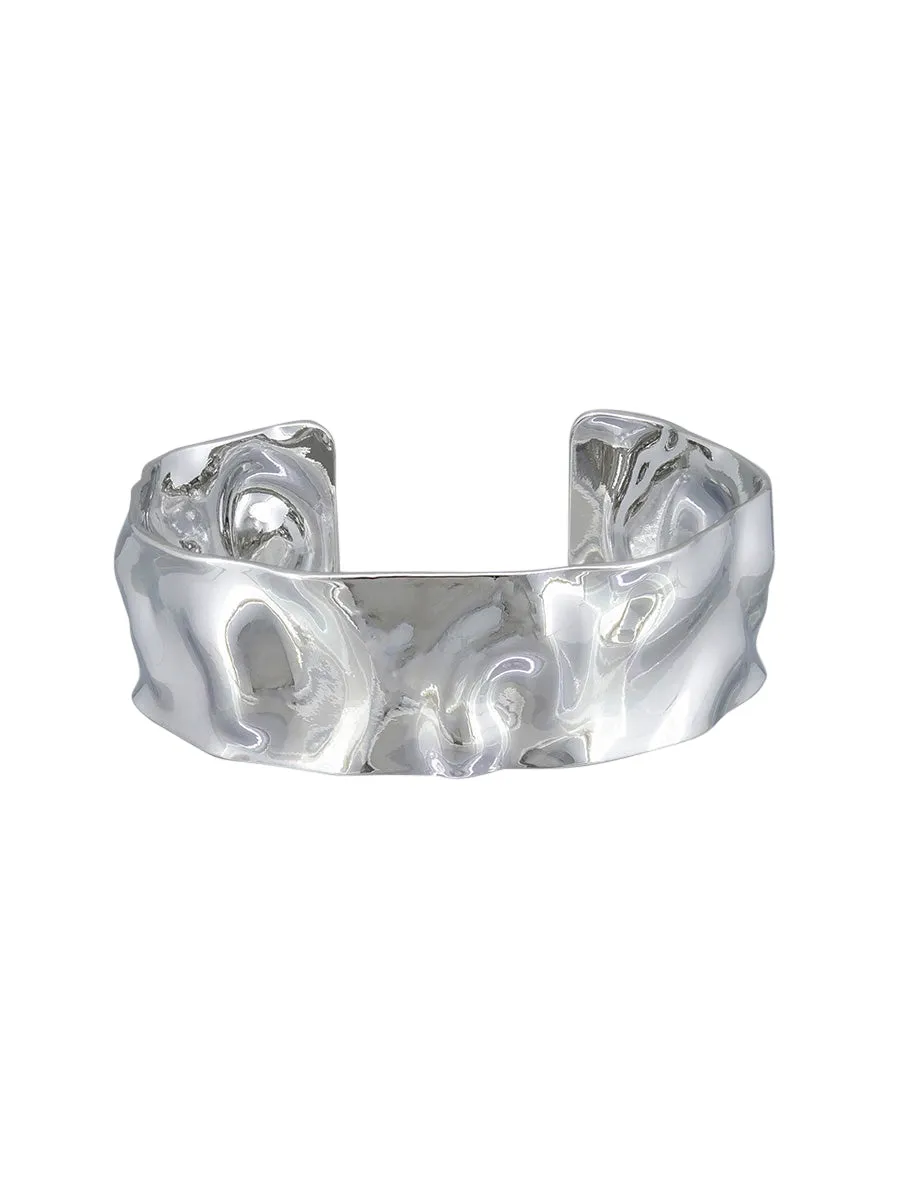 TIGER TREE: Silver Crinkled - Cuff