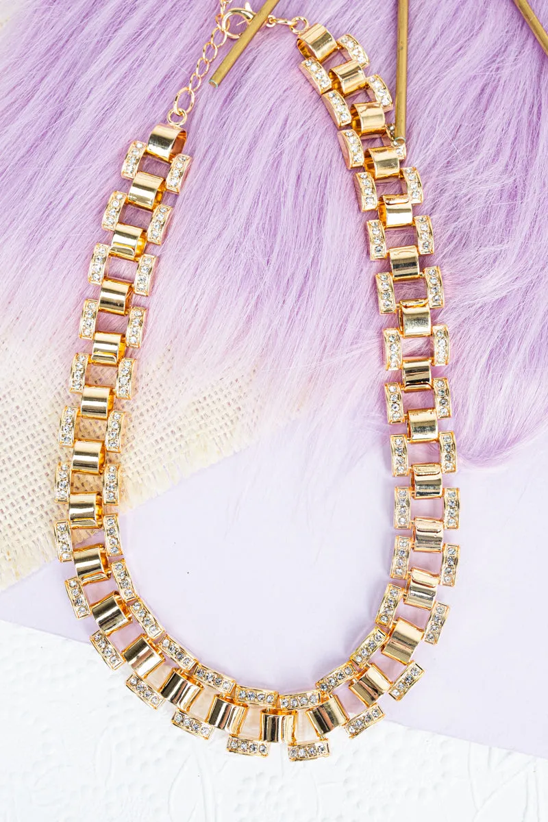 Time To Shine Crystal Goldtone Necklace