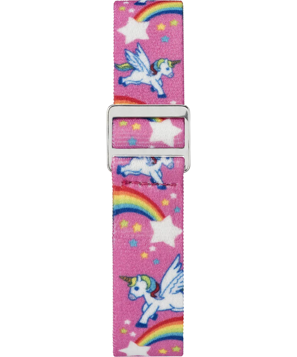TIMEX TIME MACHINES® 29mm Rainbow Unicorn Pink Elastic Fabric Kids Watch