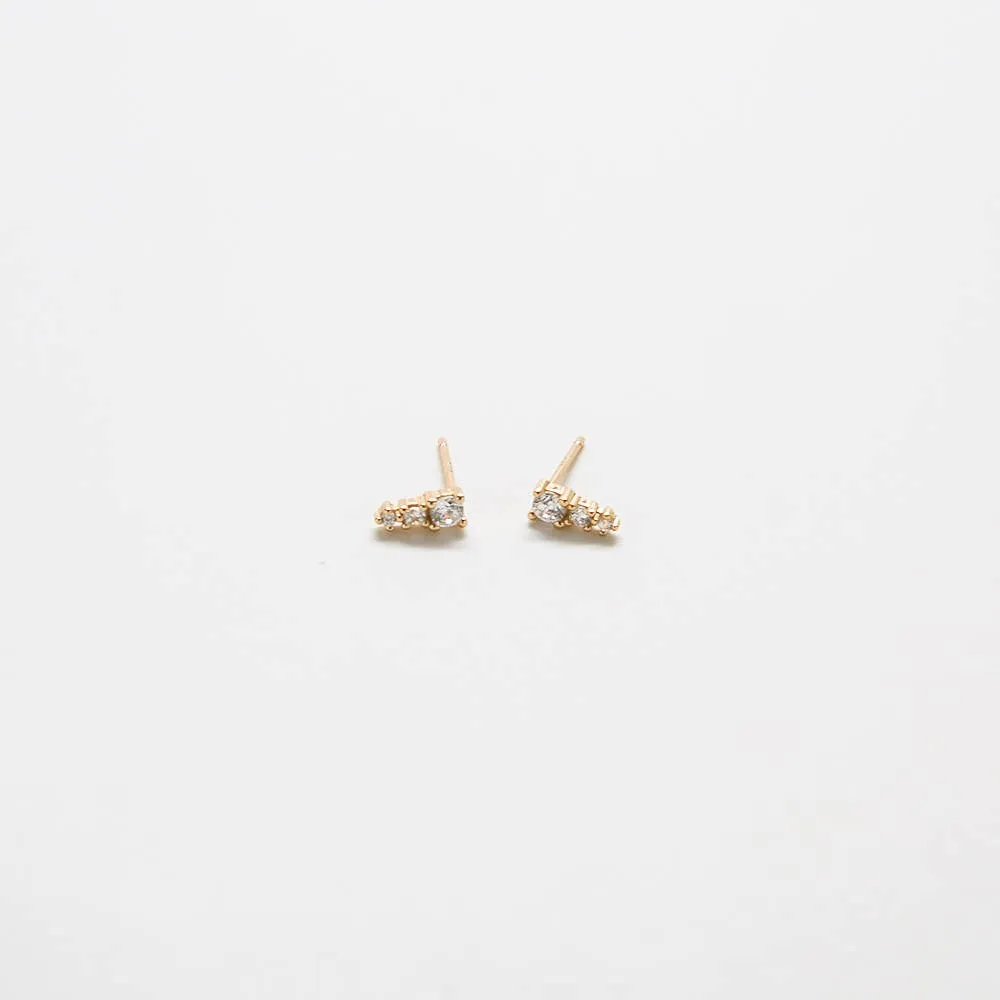 Tiny CZ Drop Bar Stud Earrings