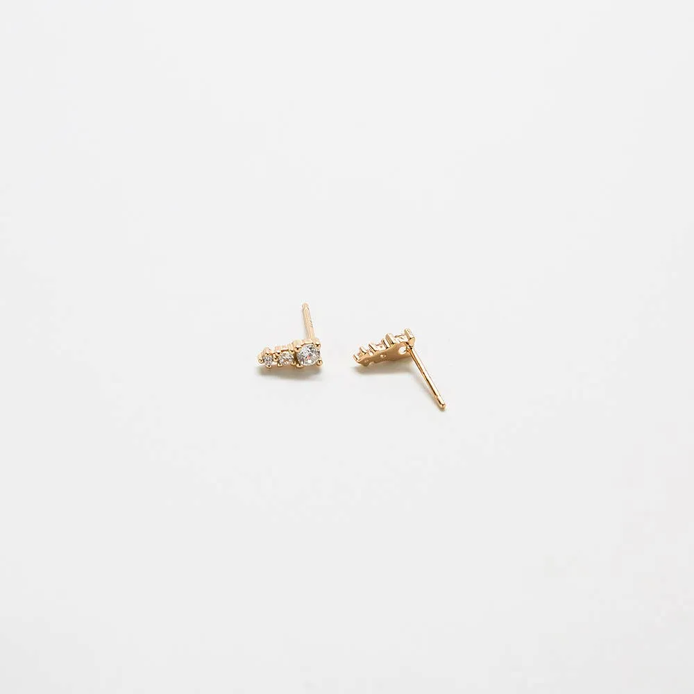 Tiny CZ Drop Bar Stud Earrings