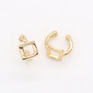 Tiny Single Square Gold Earrcuff Gold Plated Geometric Shape Earring GP-819