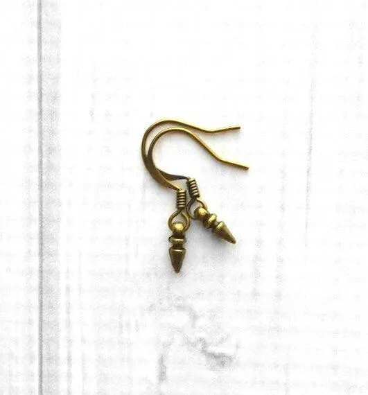 Tiny Spike Earrings, very small silver earring, silver spike earring, mini spike, silver dagger earring little silver bullet earring antique