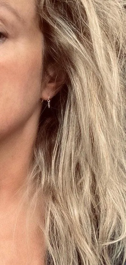 Tiny Spike Earrings, very small silver earring, silver spike earring, mini spike, silver dagger earring little silver bullet earring antique