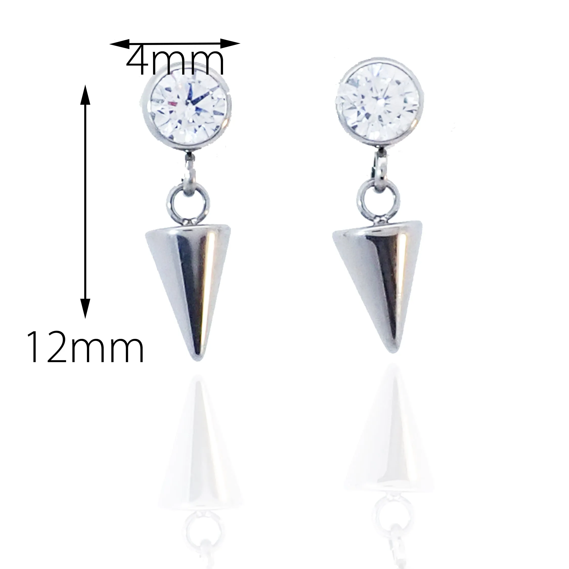 Titanium CZ and spike cone drop Earring