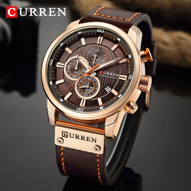 Top Brand Curren Men Watch with Chronograph Sport Waterproof Clock Mens Watches Military Luxury Men&#39;s Wrist Watch Analog Quartz