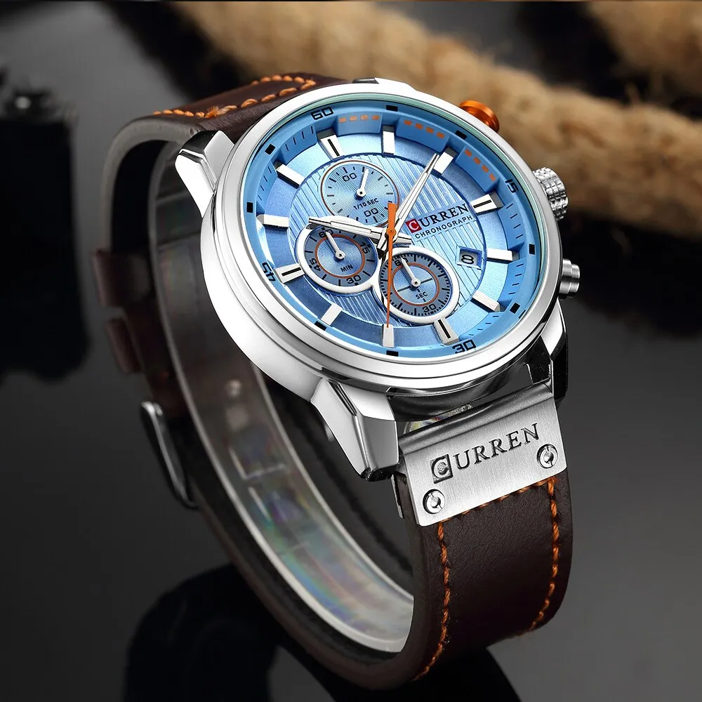 Top Brand Curren Men Watch with Chronograph Sport Waterproof Clock Mens Watches Military Luxury Men&#39;s Wrist Watch Analog Quartz