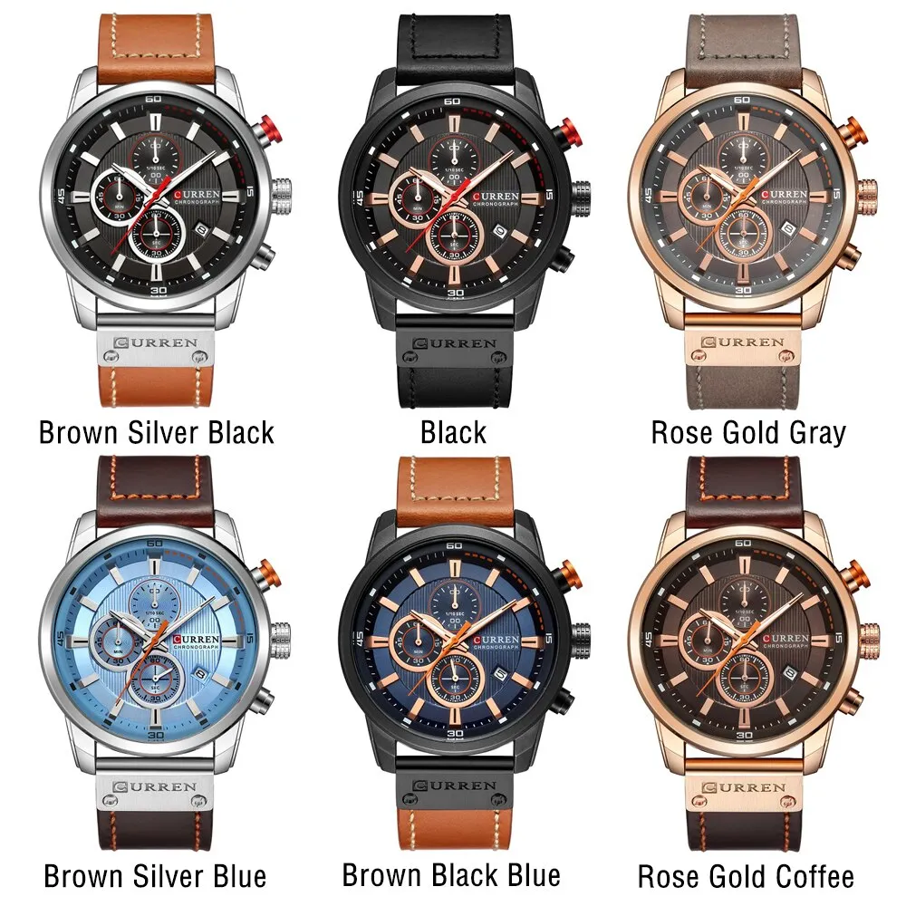 Top Brand Curren Men Watch with Chronograph Sport Waterproof Clock Mens Watches Military Luxury Men&#39;s Wrist Watch Analog Quartz