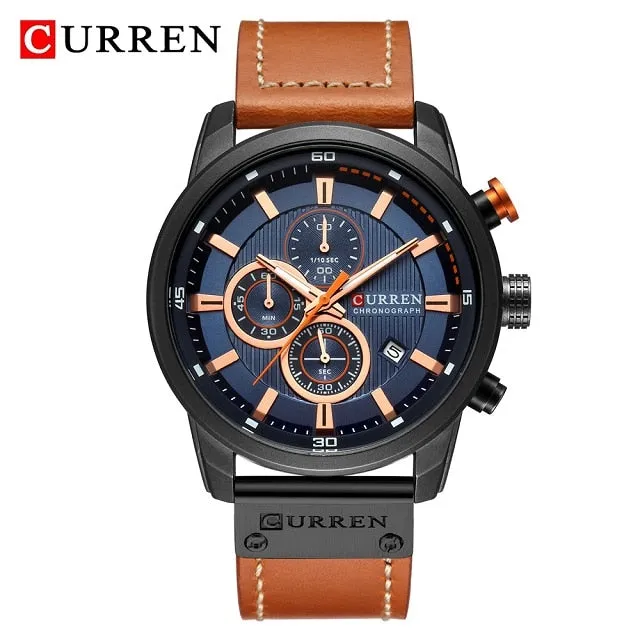 Top Brand Curren Men Watch with Chronograph Sport Waterproof Clock Mens Watches Military Luxury Men&#39;s Wrist Watch Analog Quartz