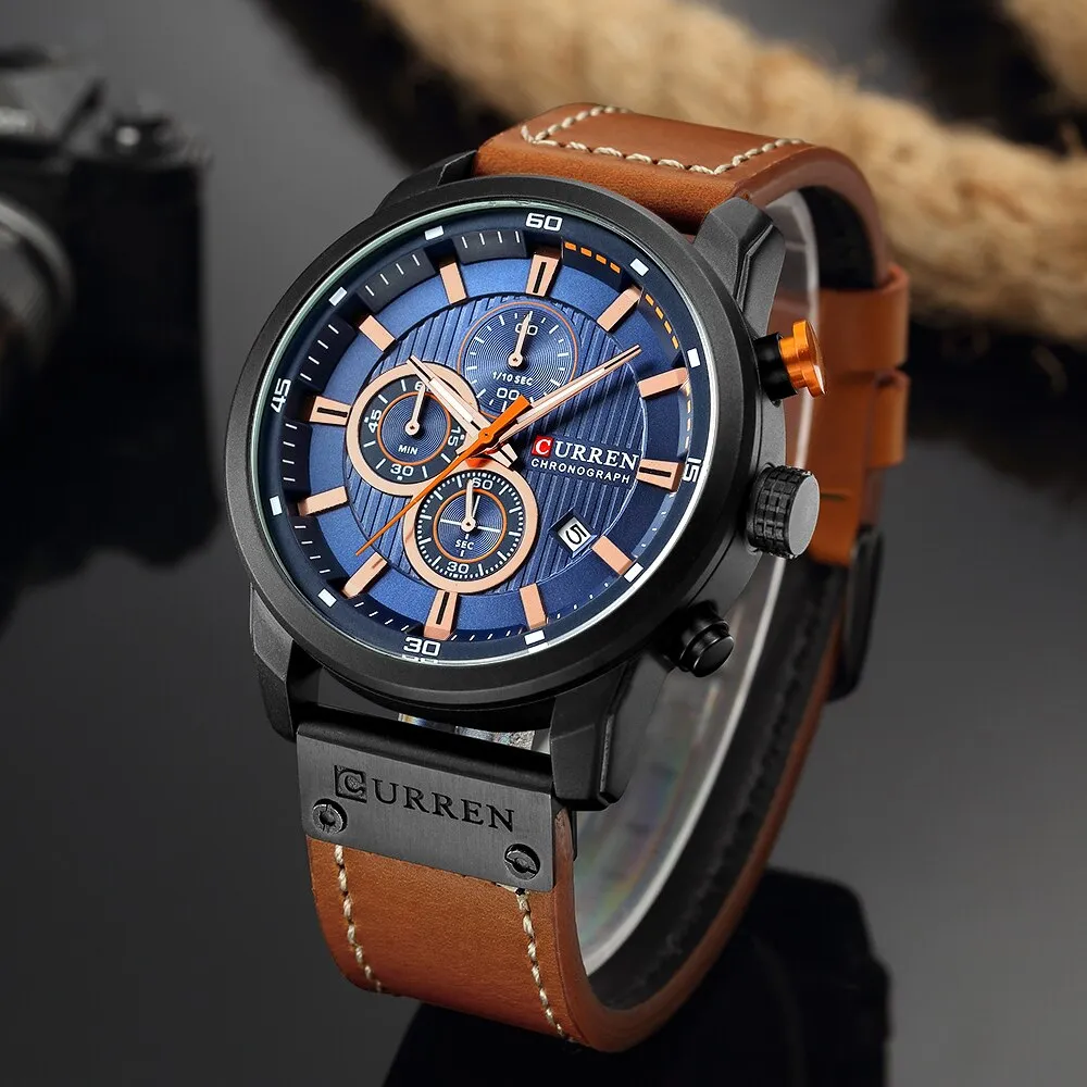 Top Brand Curren Men Watch with Chronograph Sport Waterproof Clock Mens Watches Military Luxury Men&#39;s Wrist Watch Analog Quartz