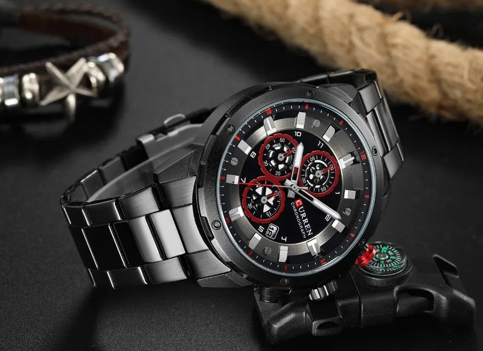 Top Luxury Brand CURREN Mens Watches Military Sport Waterproof Chronograph Blue Quartz Watch Men Clock Men&#39;s Watch reloj hombre