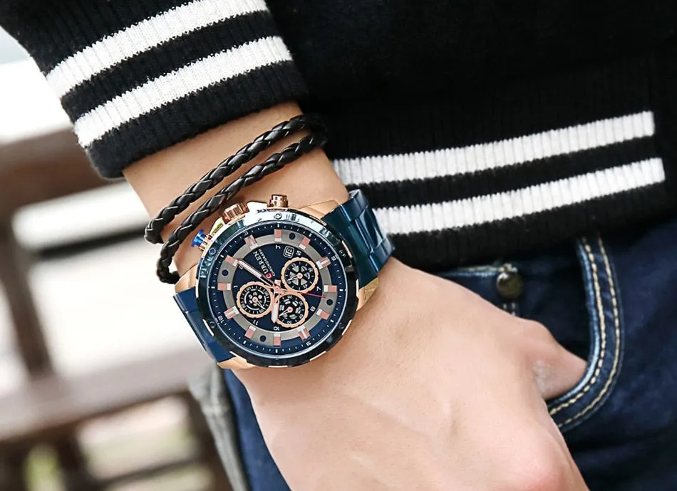 Top Luxury Brand CURREN Mens Watches Military Sport Waterproof Chronograph Blue Quartz Watch Men Clock Men&#39;s Watch reloj hombre