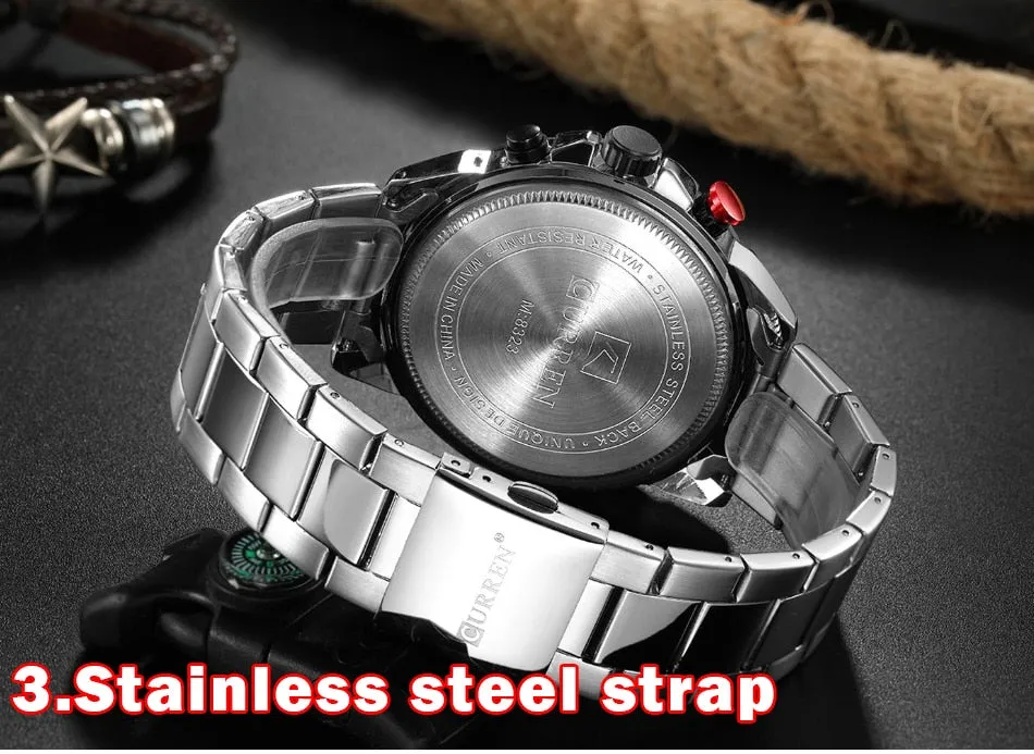 Top Luxury Brand CURREN Mens Watches Military Sport Waterproof Chronograph Blue Quartz Watch Men Clock Men&#39;s Watch reloj hombre