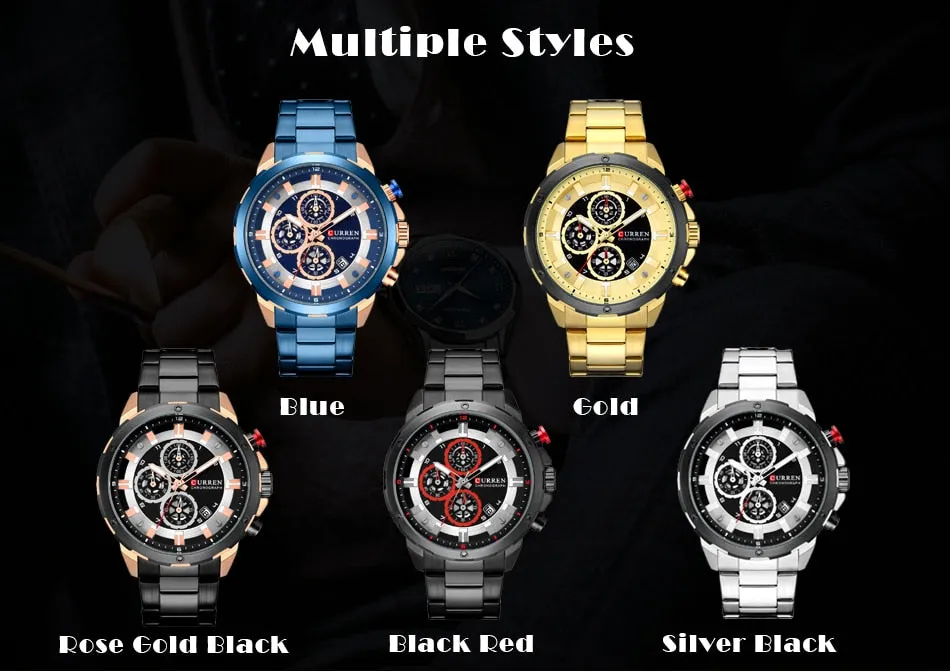Top Luxury Brand CURREN Mens Watches Military Sport Waterproof Chronograph Blue Quartz Watch Men Clock Men&#39;s Watch reloj hombre