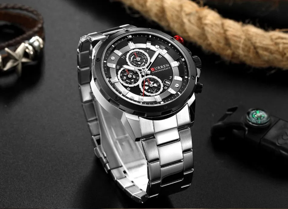 Top Luxury Brand CURREN Mens Watches Military Sport Waterproof Chronograph Blue Quartz Watch Men Clock Men&#39;s Watch reloj hombre
