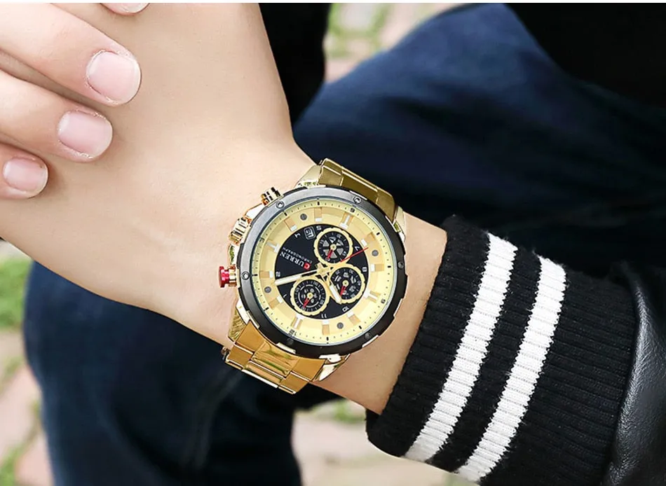 Top Luxury Brand CURREN Mens Watches Military Sport Waterproof Chronograph Blue Quartz Watch Men Clock Men&#39;s Watch reloj hombre