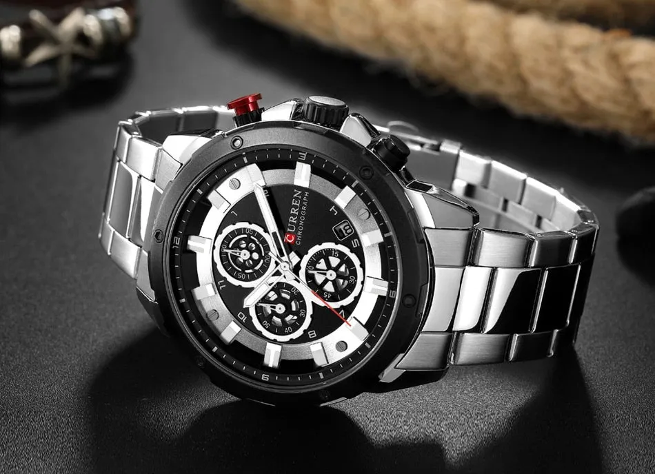 Top Luxury Brand CURREN Mens Watches Military Sport Waterproof Chronograph Blue Quartz Watch Men Clock Men&#39;s Watch reloj hombre
