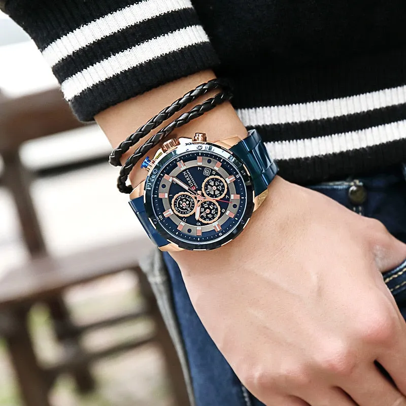 Top Luxury Brand CURREN Mens Watches Military Sport Waterproof Chronograph Blue Quartz Watch Men Clock Men&#39;s Watch reloj hombre