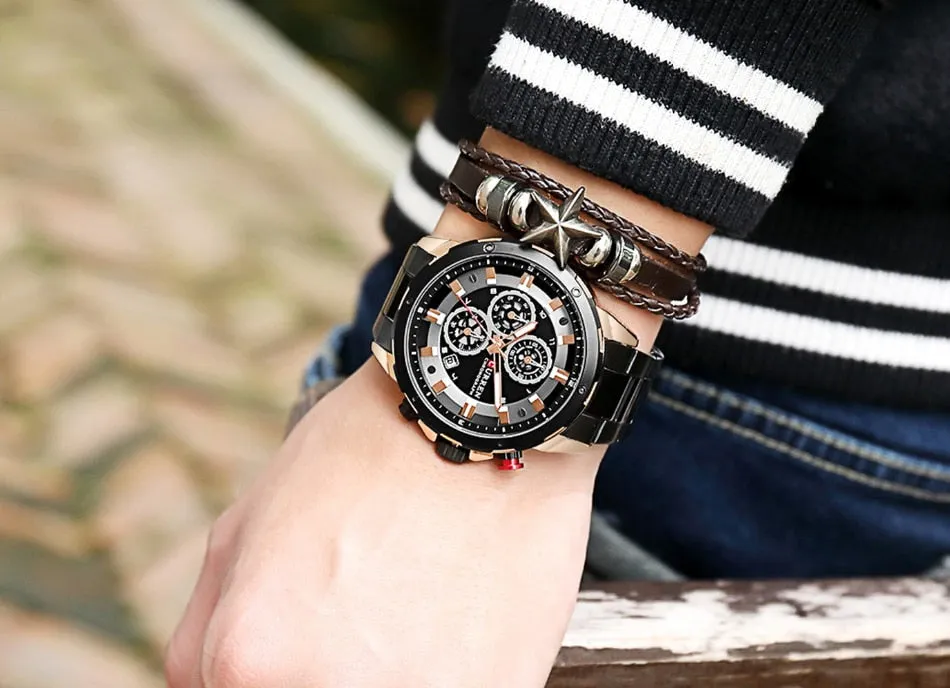 Top Luxury Brand CURREN Mens Watches Military Sport Waterproof Chronograph Blue Quartz Watch Men Clock Men&#39;s Watch reloj hombre