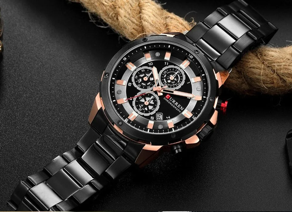 Top Luxury Brand CURREN Mens Watches Military Sport Waterproof Chronograph Blue Quartz Watch Men Clock Men&#39;s Watch reloj hombre