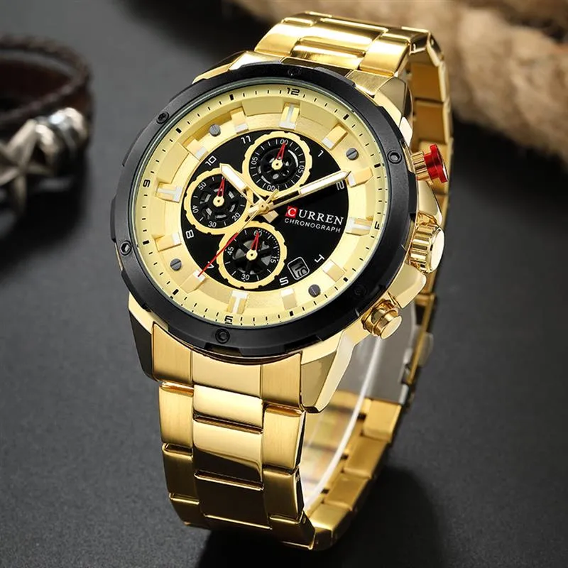 Top Luxury Brand CURREN Mens Watches Military Sport Waterproof Chronograph Blue Quartz Watch Men Clock Men&#39;s Watch reloj hombre