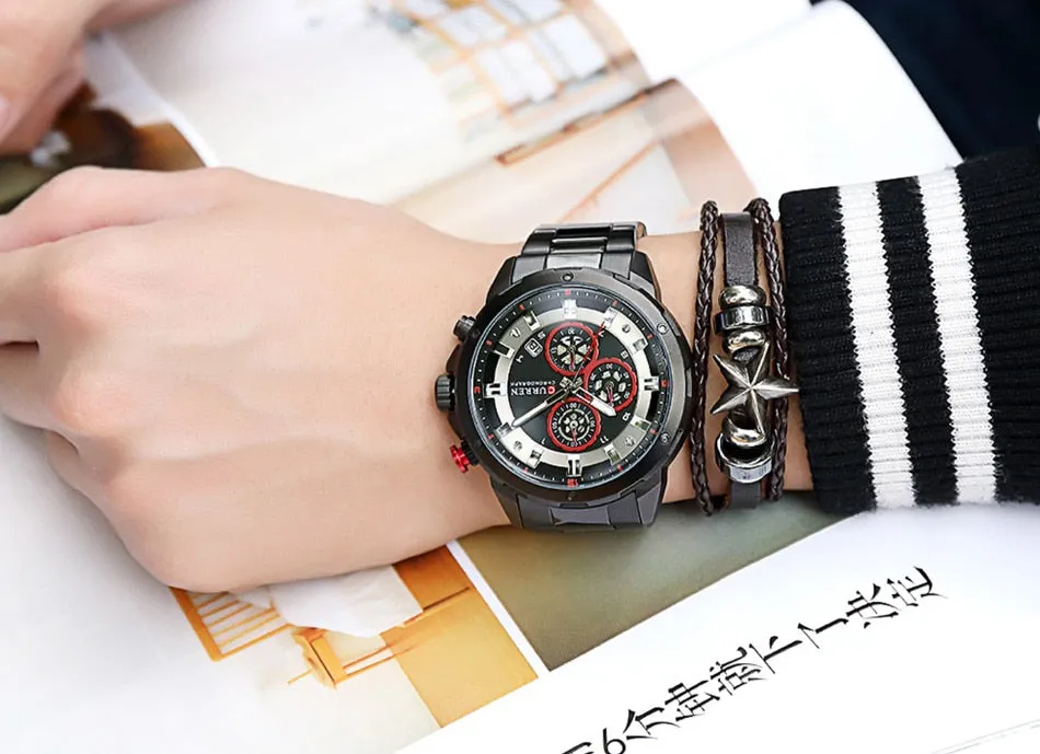 Top Luxury Brand CURREN Mens Watches Military Sport Waterproof Chronograph Blue Quartz Watch Men Clock Men&#39;s Watch reloj hombre