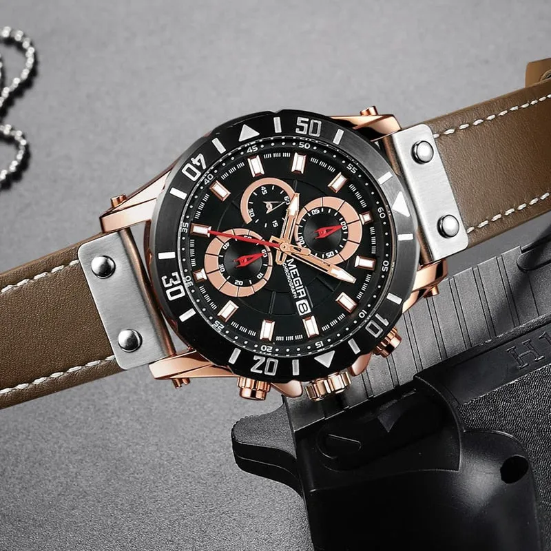 Top Luxury Brand MEGIR Mens Sports Watches Waterproof 24 Hour Date Quartz Watch Men Full Steel Military Wrist Watch Male Clock