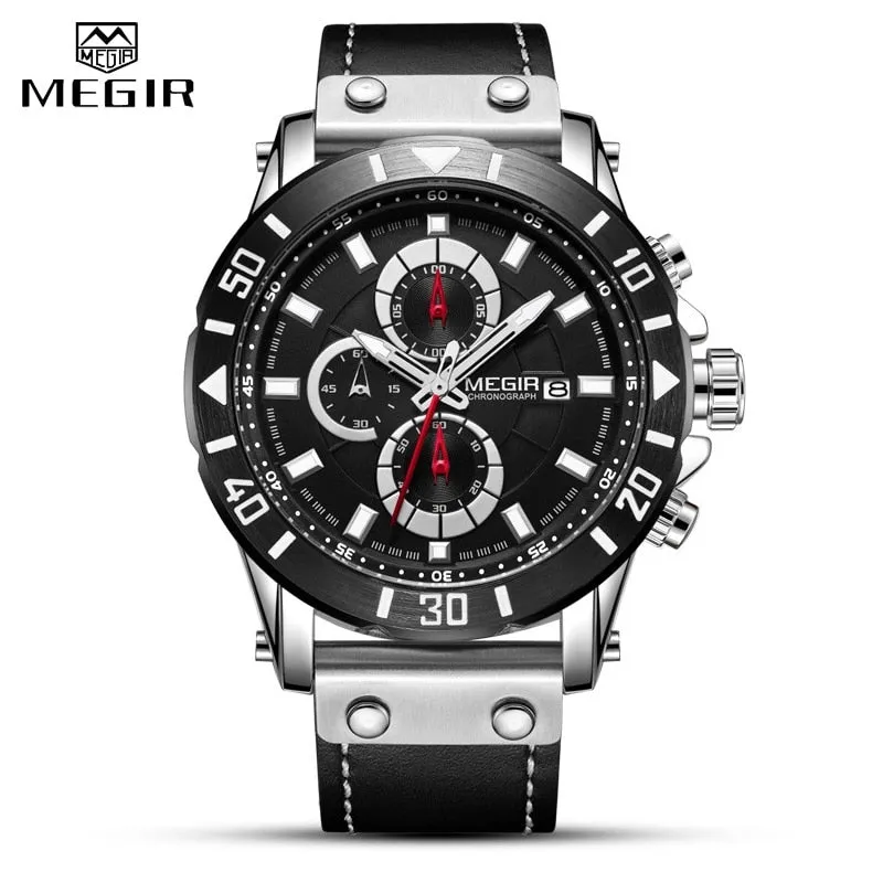 Top Luxury Brand MEGIR Mens Sports Watches Waterproof 24 Hour Date Quartz Watch Men Full Steel Military Wrist Watch Male Clock