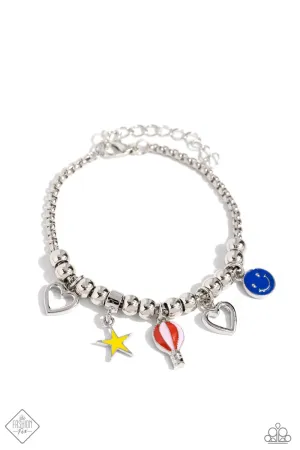 Tourist Trimmings - Multi - Hot Air Balloon, Heart, Star, and Smiley Face Charm Paparazzi Lobster Claw Bracelet - February 2024 Sunset Sightings