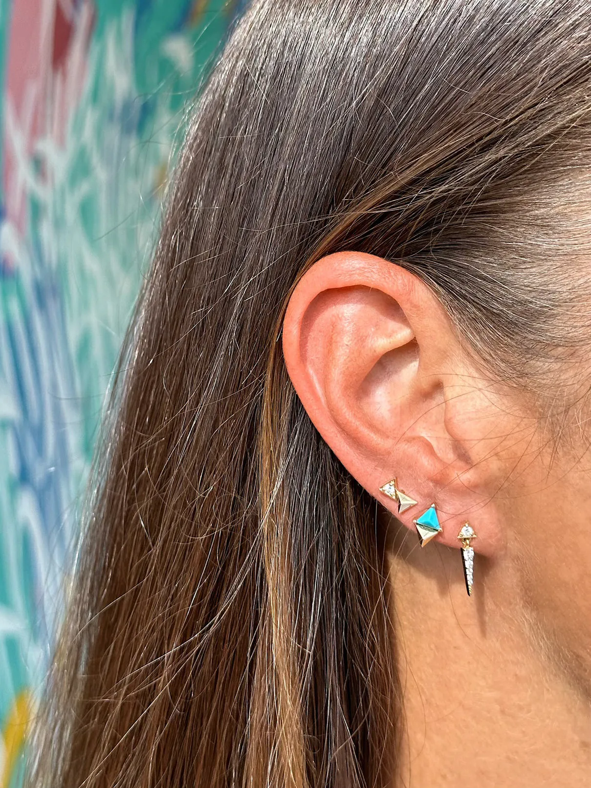 Triangle Turquoise Hinge Earrings