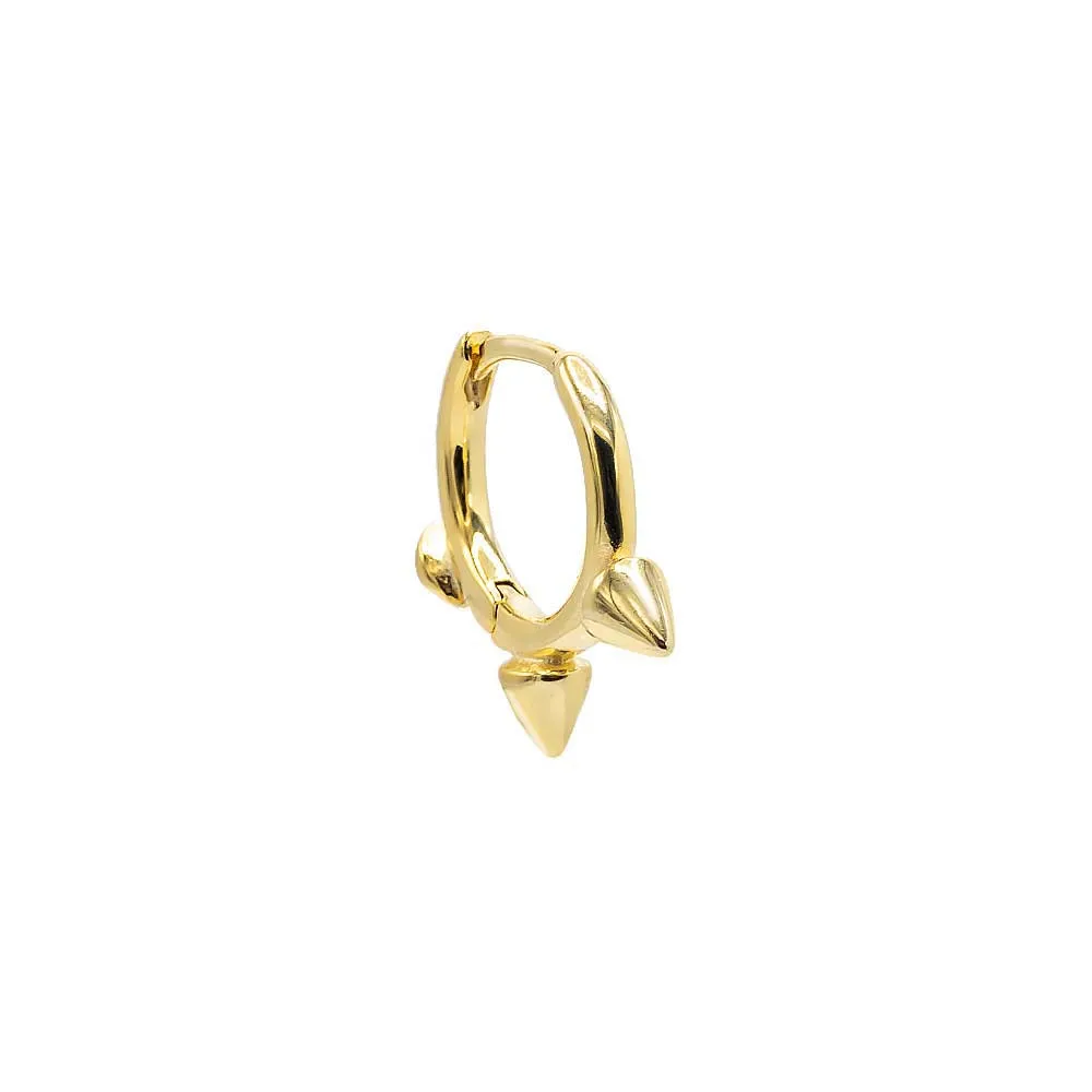Triple Solid Spike Huggie Earring