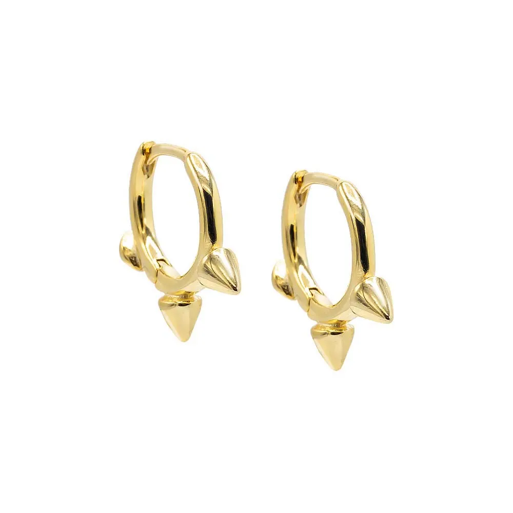 Triple Solid Spike Huggie Earring