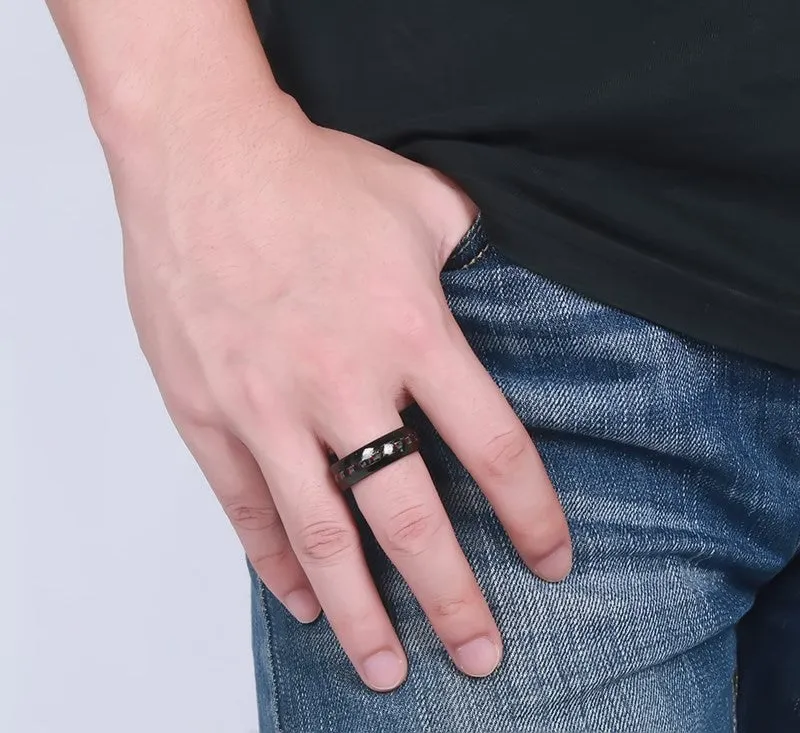 Tungsten Carbide Ring Black Carbon 8mm