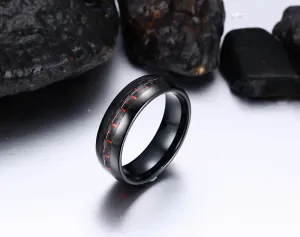 Tungsten Carbide Ring Black Carbon 8mm