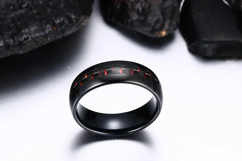 Tungsten Carbide Ring Black Carbon 8mm