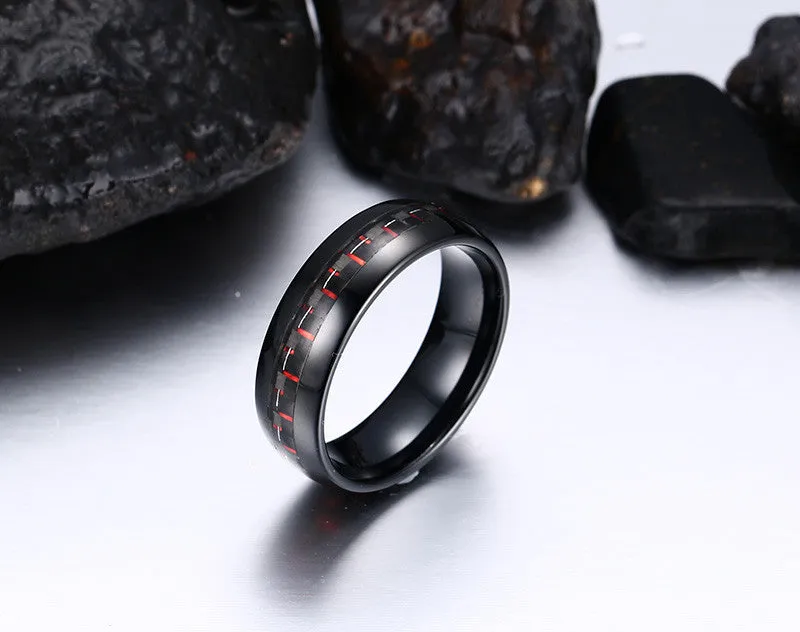 Tungsten Carbide Ring Black Carbon 8mm