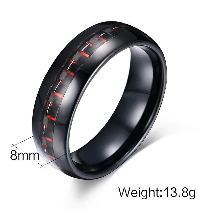 Tungsten Carbide Ring Black Carbon 8mm