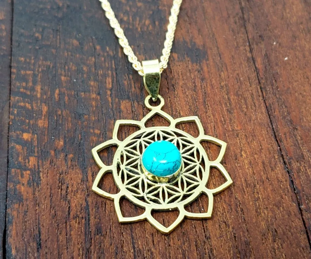 Turquoise Flower of Life Necklace