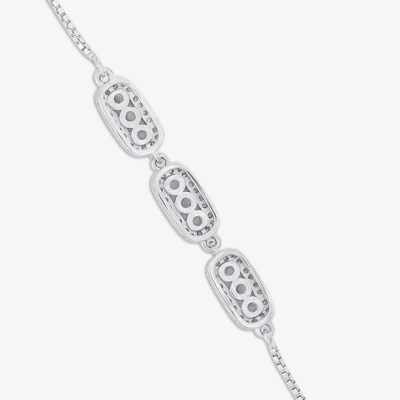 Tweov 925 Sterling Silver White Triple Zircon Chain Bracelet