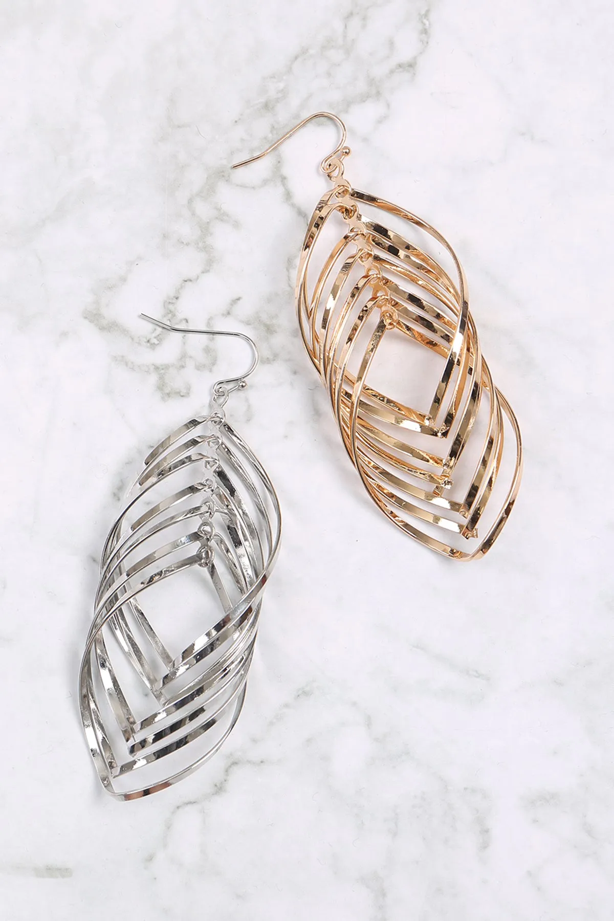 TWIST MULTI LAYERED DISTORT DROP EARRINGS