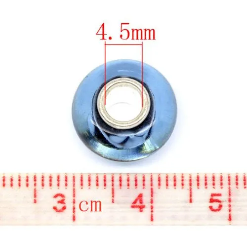 Two (2) Glass Murano Bead Spacer For Snake Chain Charm Bracelet