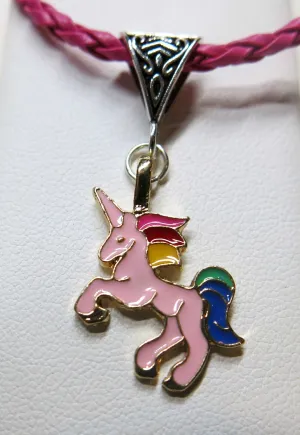 Unicorn Necklace, Enamel Unicorn Charm Pendant Necklace, Kids Birthday Gift, Girls Unicorn Necklace