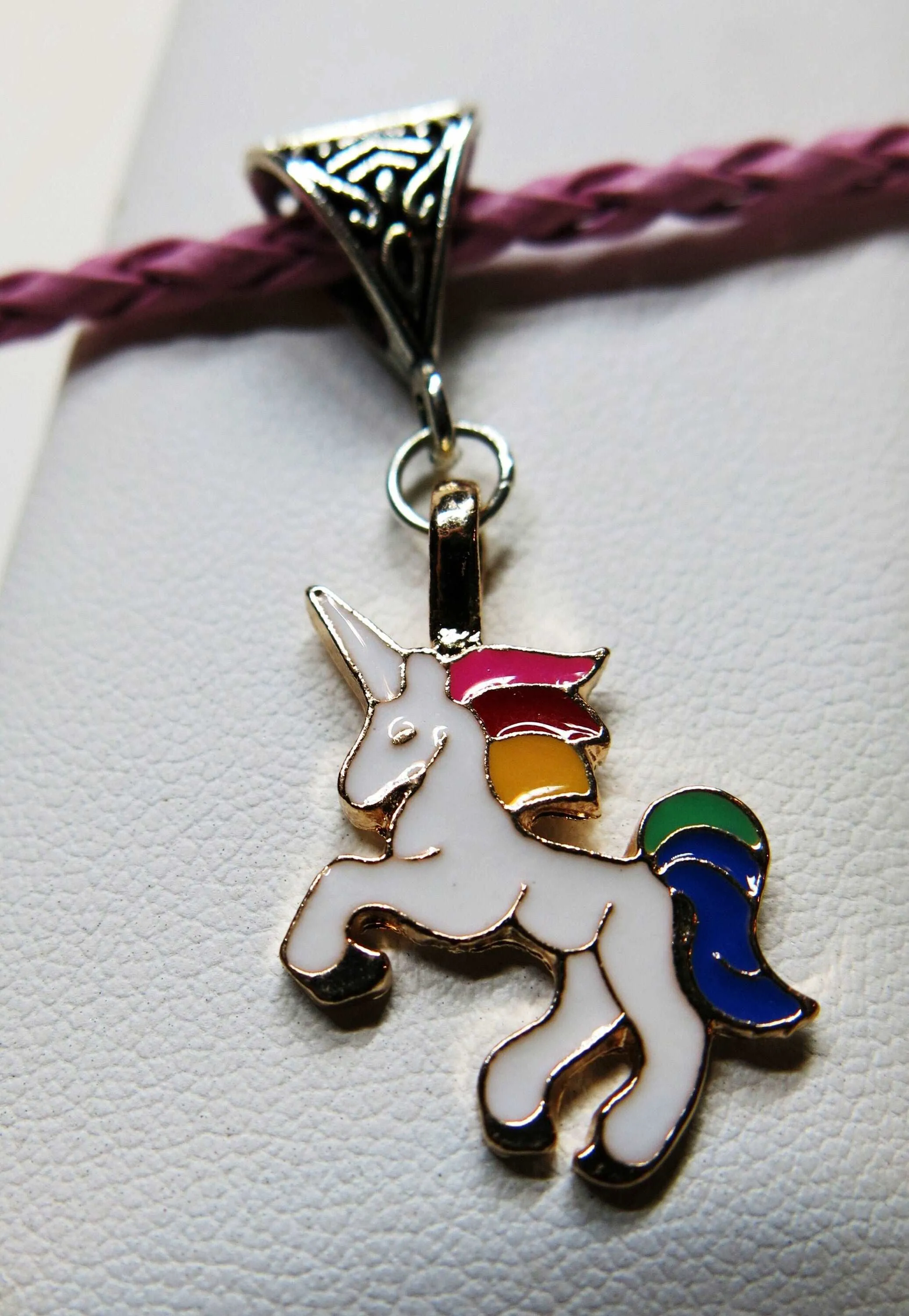 Unicorn Necklace, Enamel Unicorn Charm Pendant Necklace, Kids Birthday Gift, Girls Unicorn Necklace